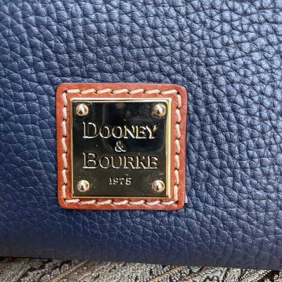 Dooney & Bourke Women's Navy Blue Pebble Leather Letter Carrier Crossbody Bag - Picture 4 of 13